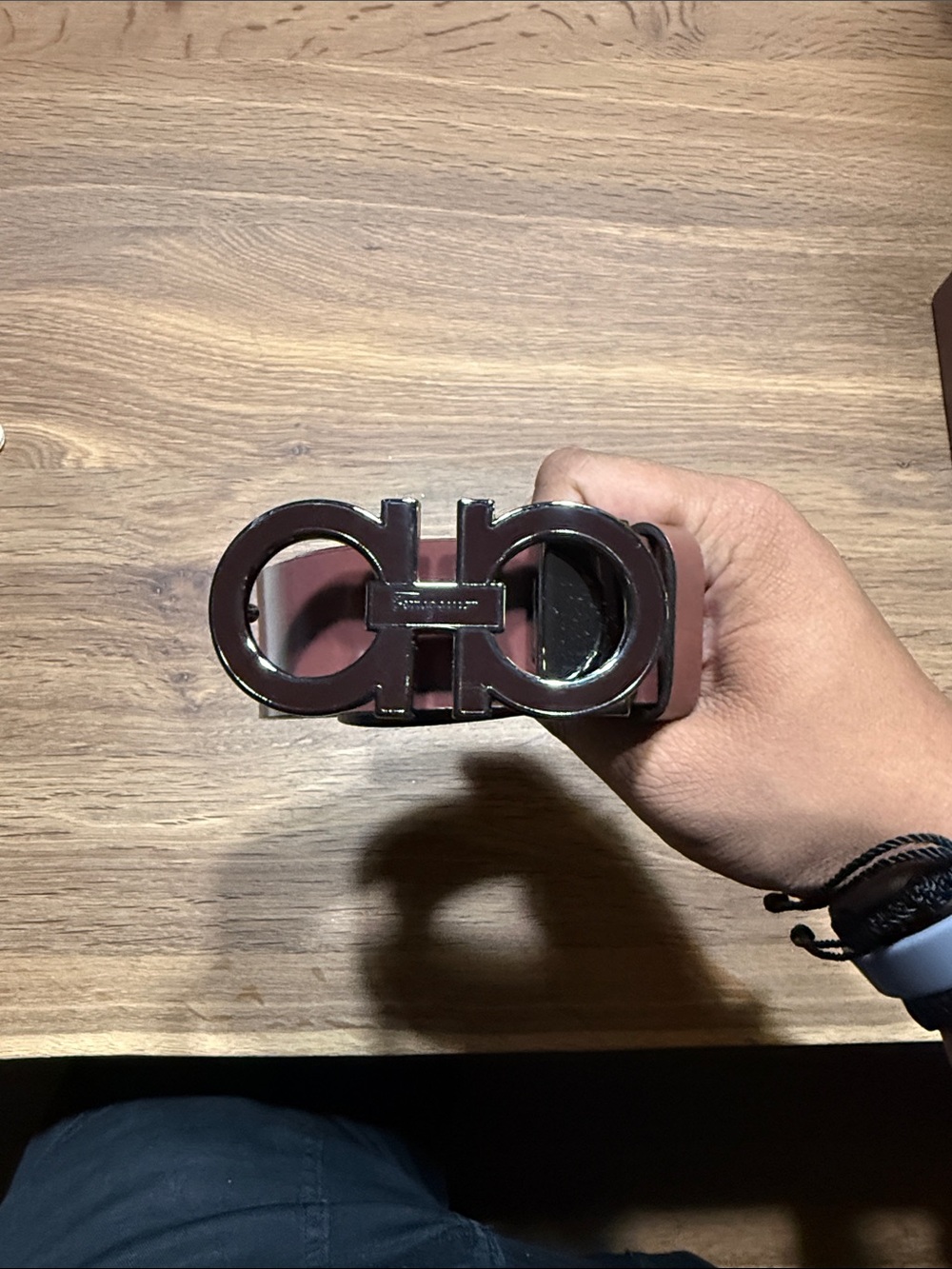 Salvatore Ferragamo Burgundy Double Gancini Logo Belt - Picture 1 of 1